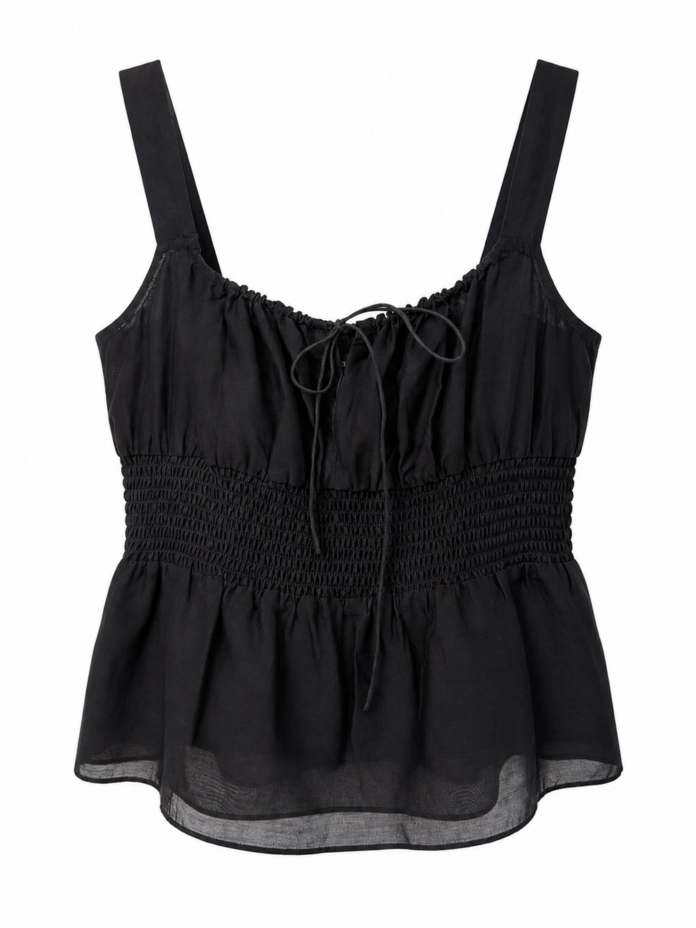 J.Crew Smocked Waist Tank Silk Cotton Voile Black Size M